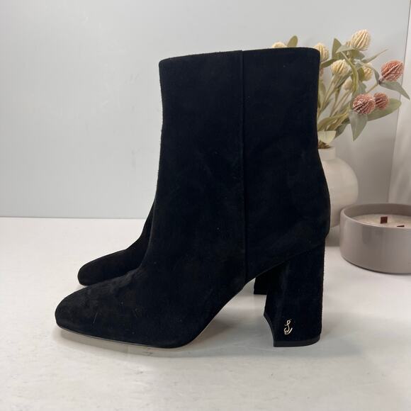 Sam Edelman Codie Ankle Boots Suede Block Heeled Black Women's 8M NWOB - Picture 1 of 9